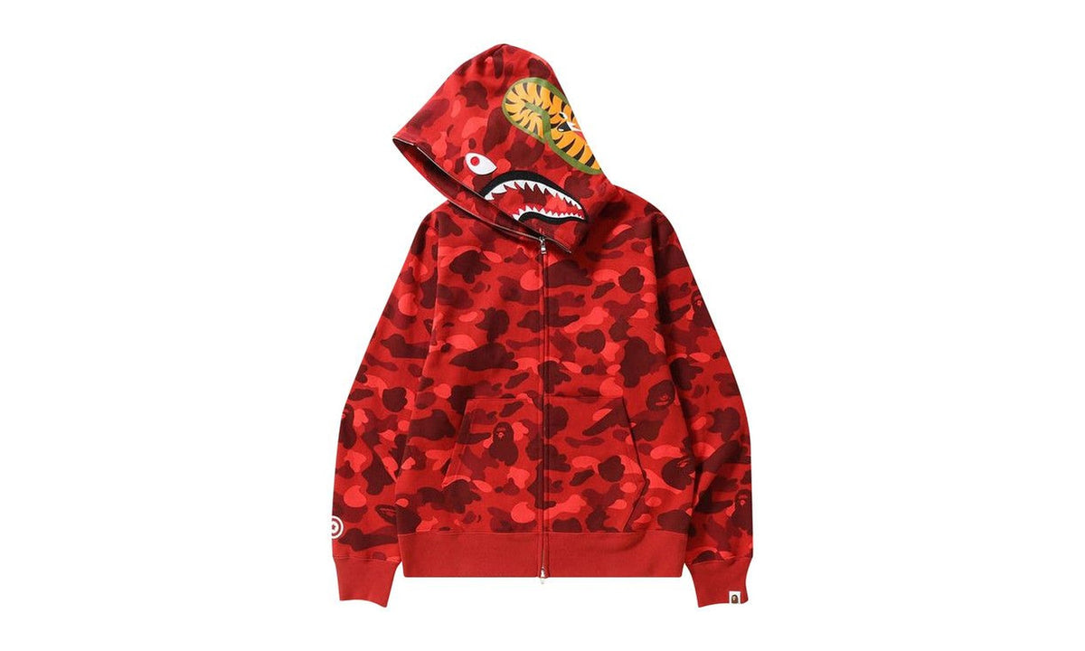 BAPE Color Camo Shark Full Zip Hoodie Red