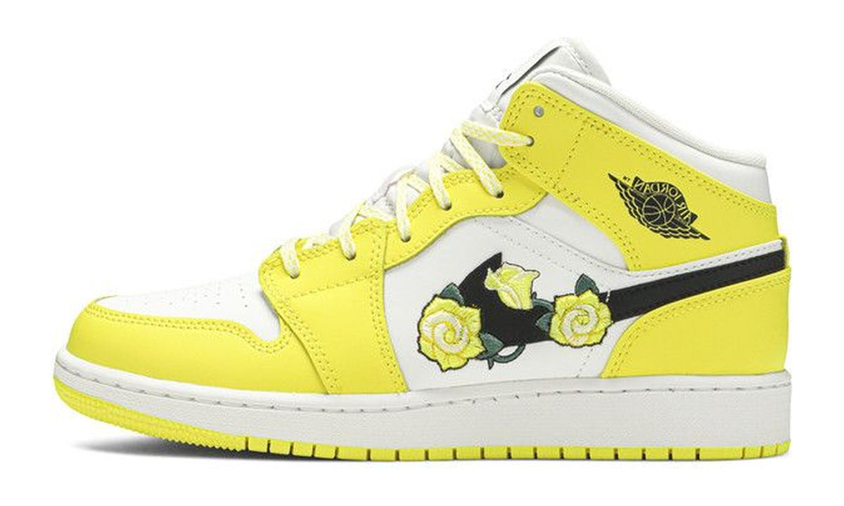 Air Jordan 1 Mid SE GS Rose Patch - Dynamic Yellow