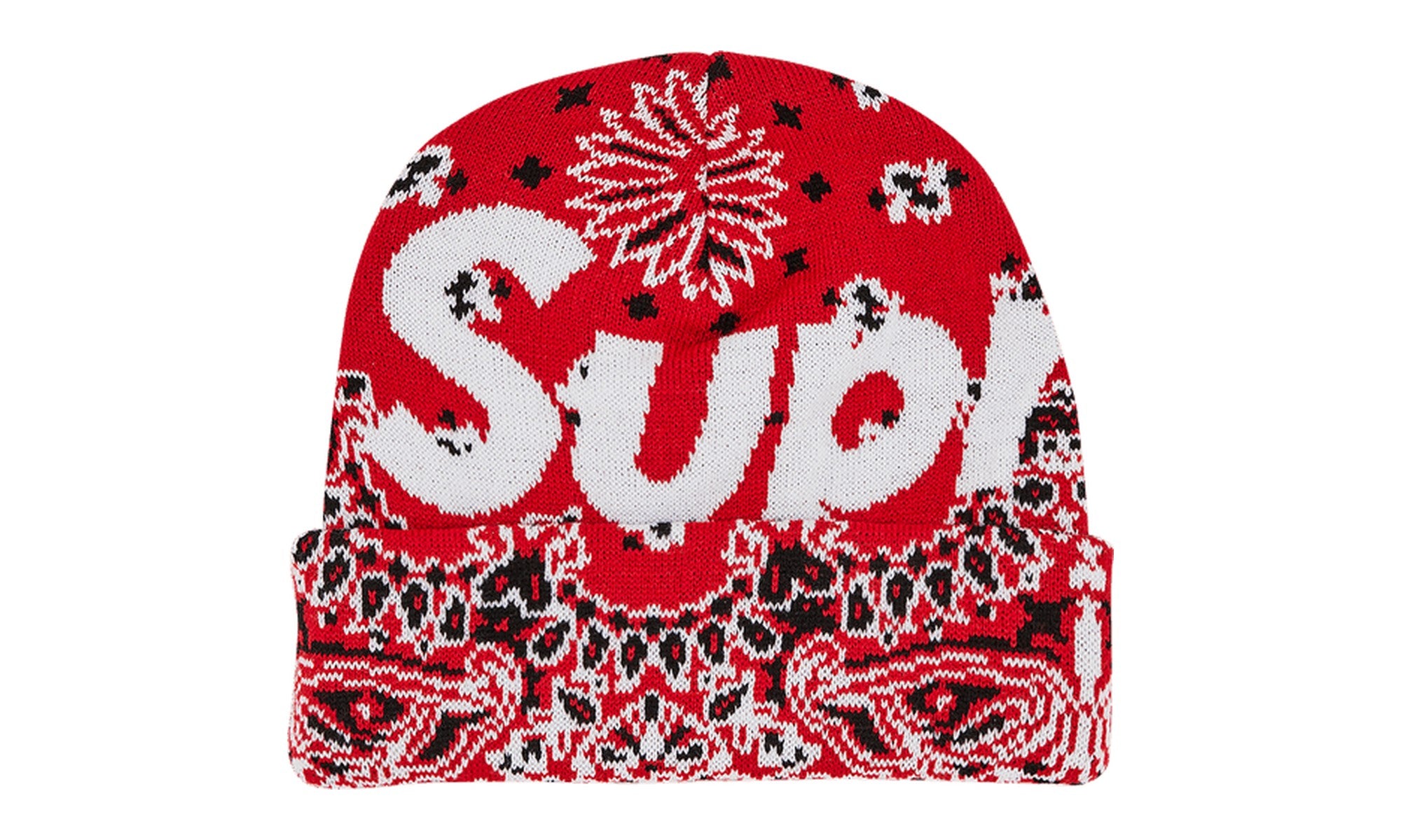 Supreme Bandana Big Logo Beanie Red