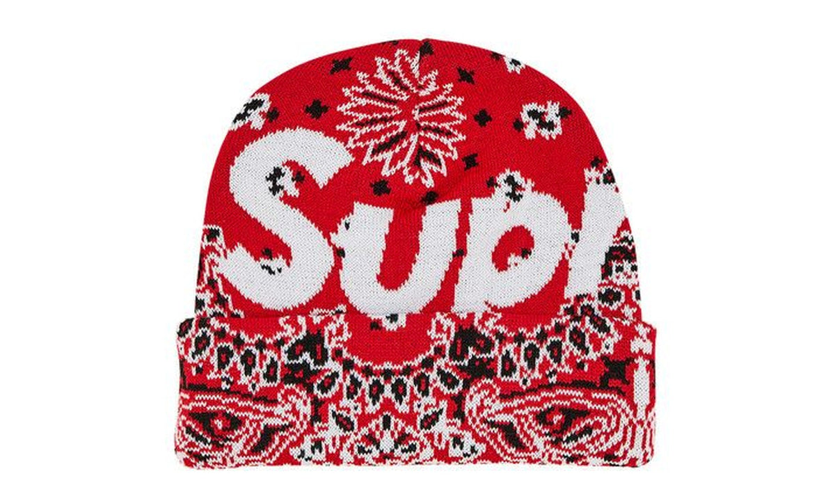 Supreme Bandana Big Logo Beanie Red