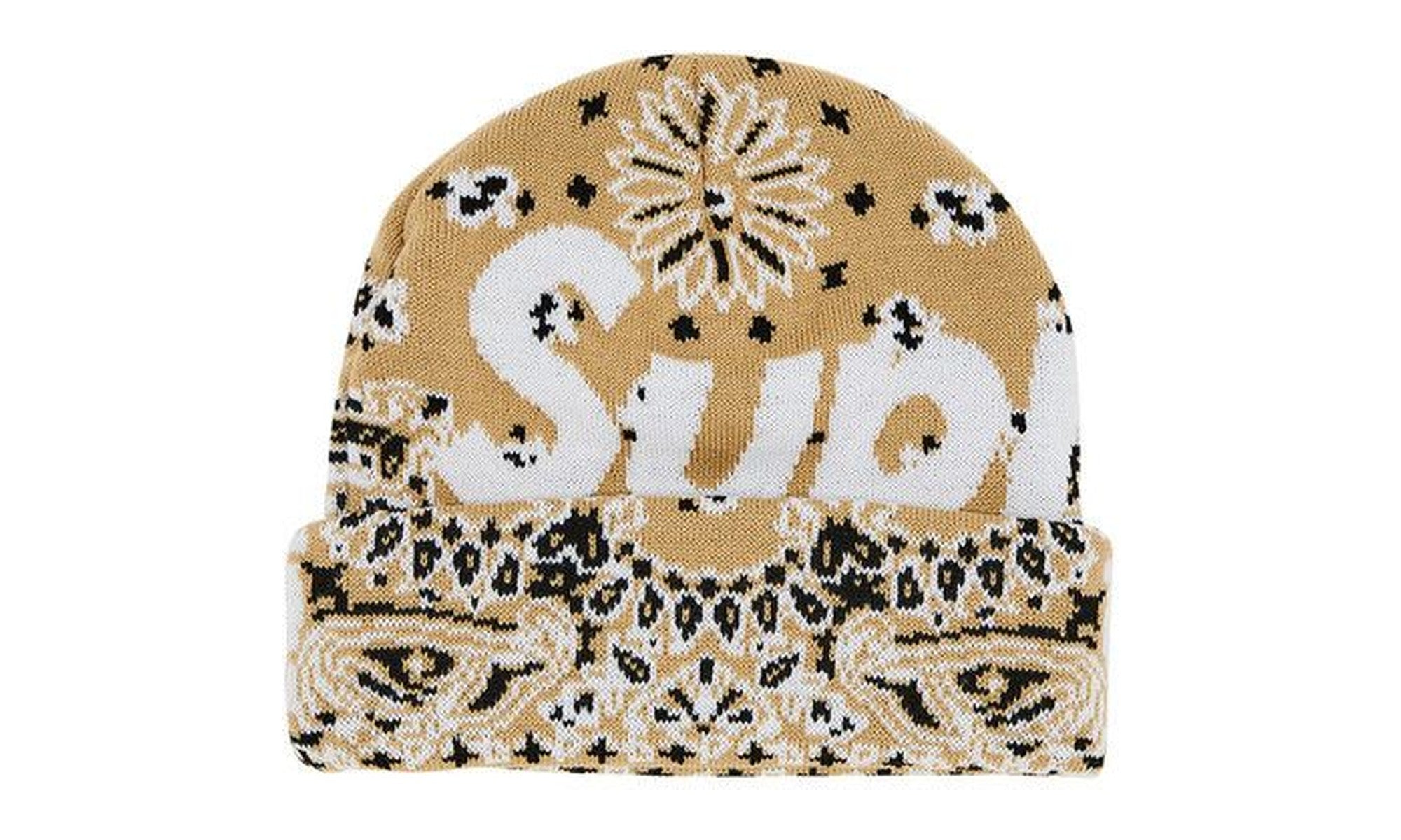 Supreme Bandana Big Logo Beanie Tan