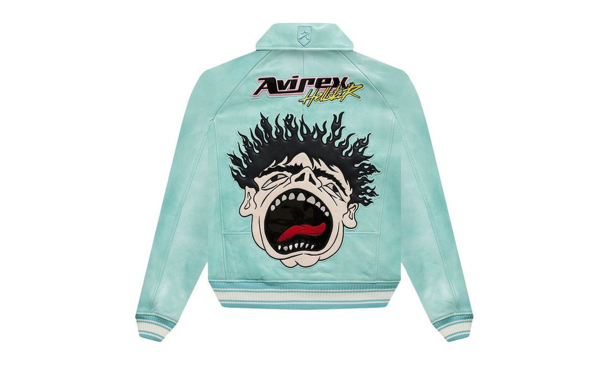 Hellstar Icon Leather Jacket Aqua Blue