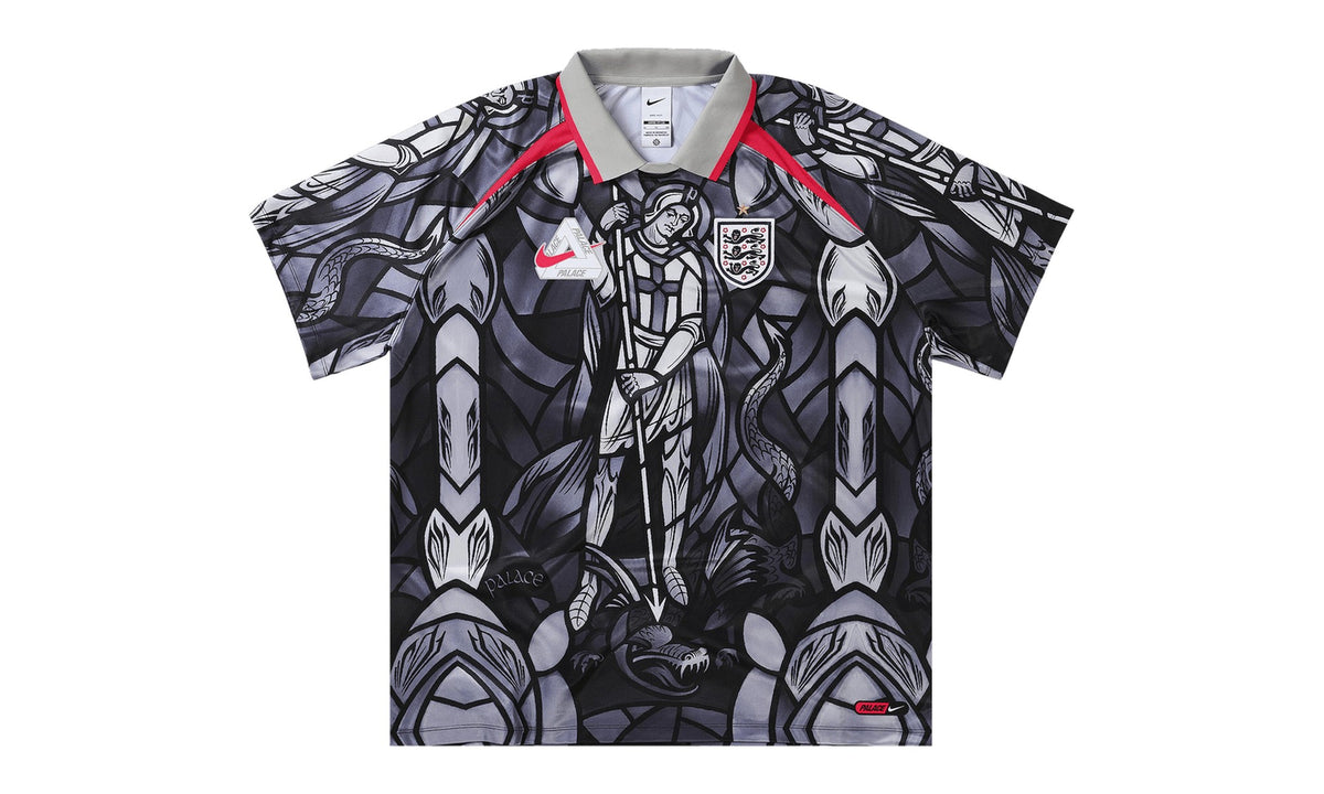 Palace x Nike England Dri-Fit Football Jersey Pewter Grey/Bright Crimson