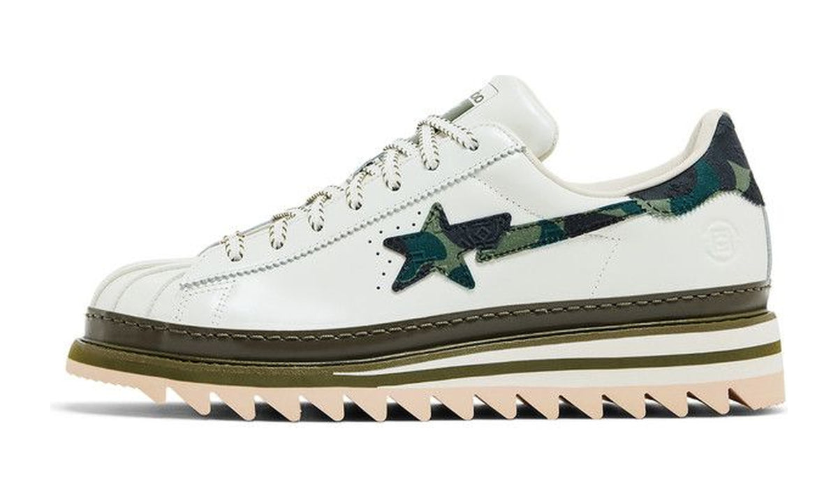 CLOT x BAPE x adidas Superstar Off White Olive Cargo