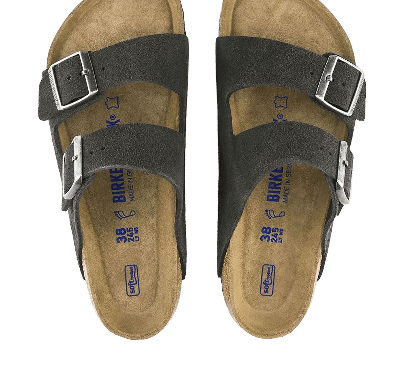 Birkenstock Arizona Suede Leather Soft Footbed Velvet Grey