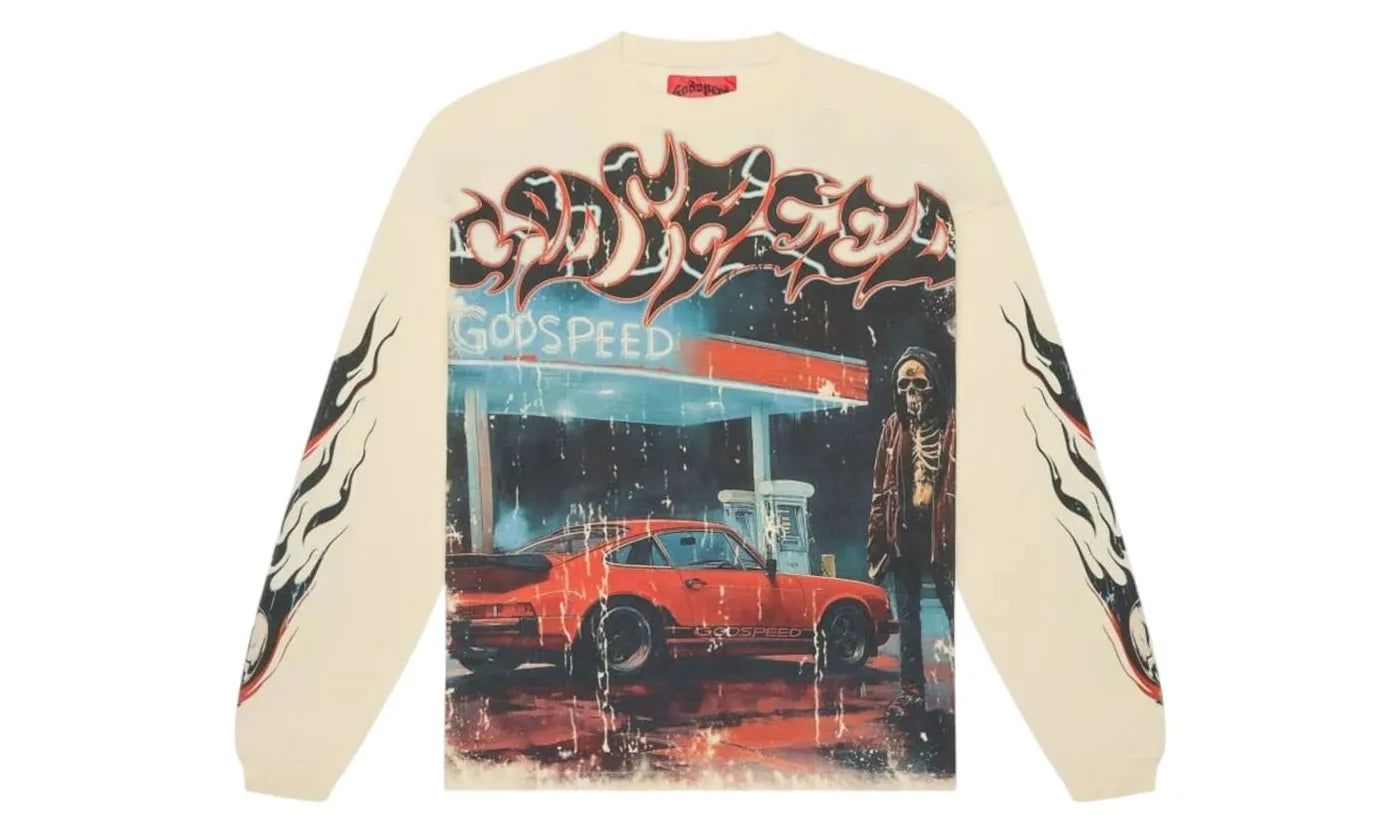 Godspeed Pit Stop L/S T-shirt Bone - GODS-GODSPEED-MULTI