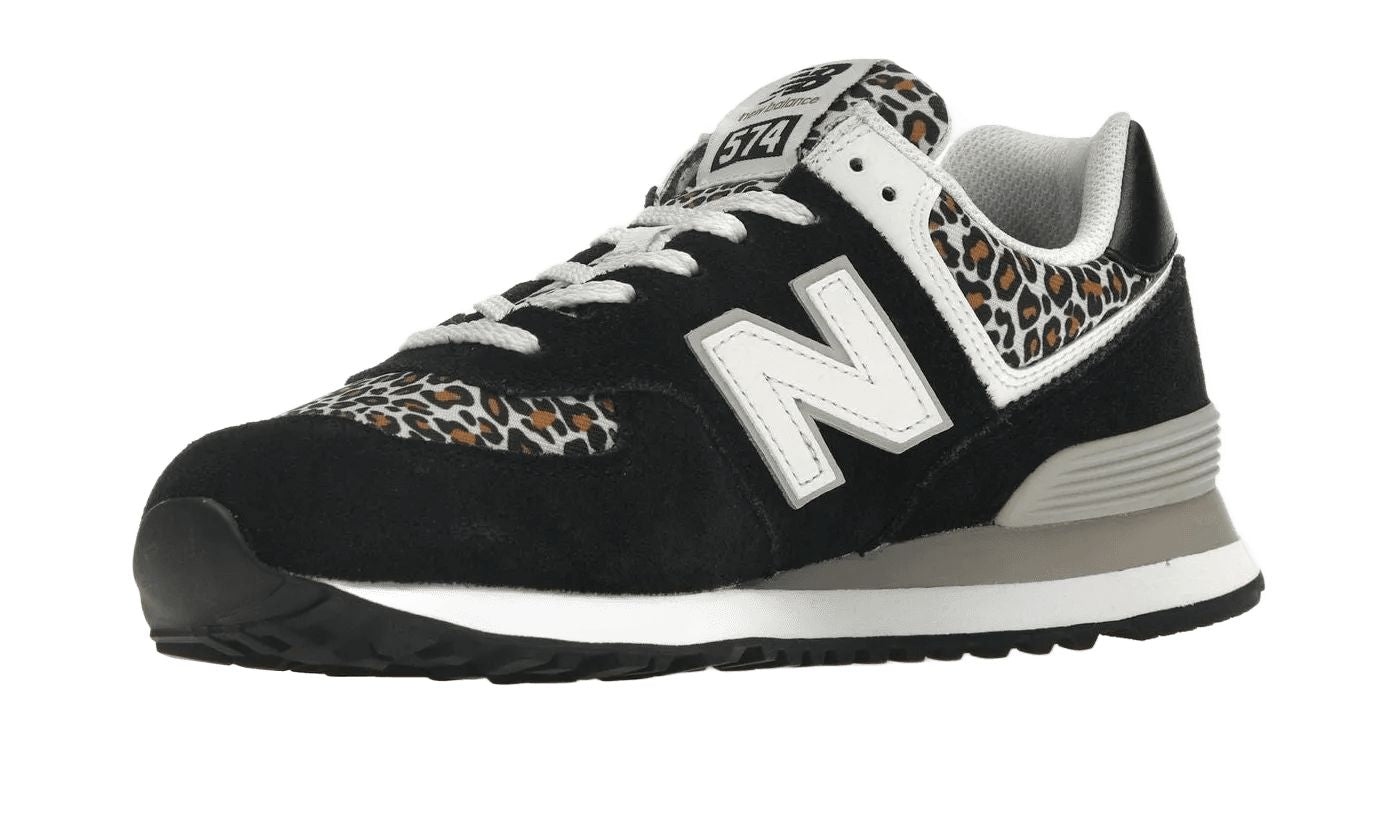 New Balance 574 Black Beige Leopard Print