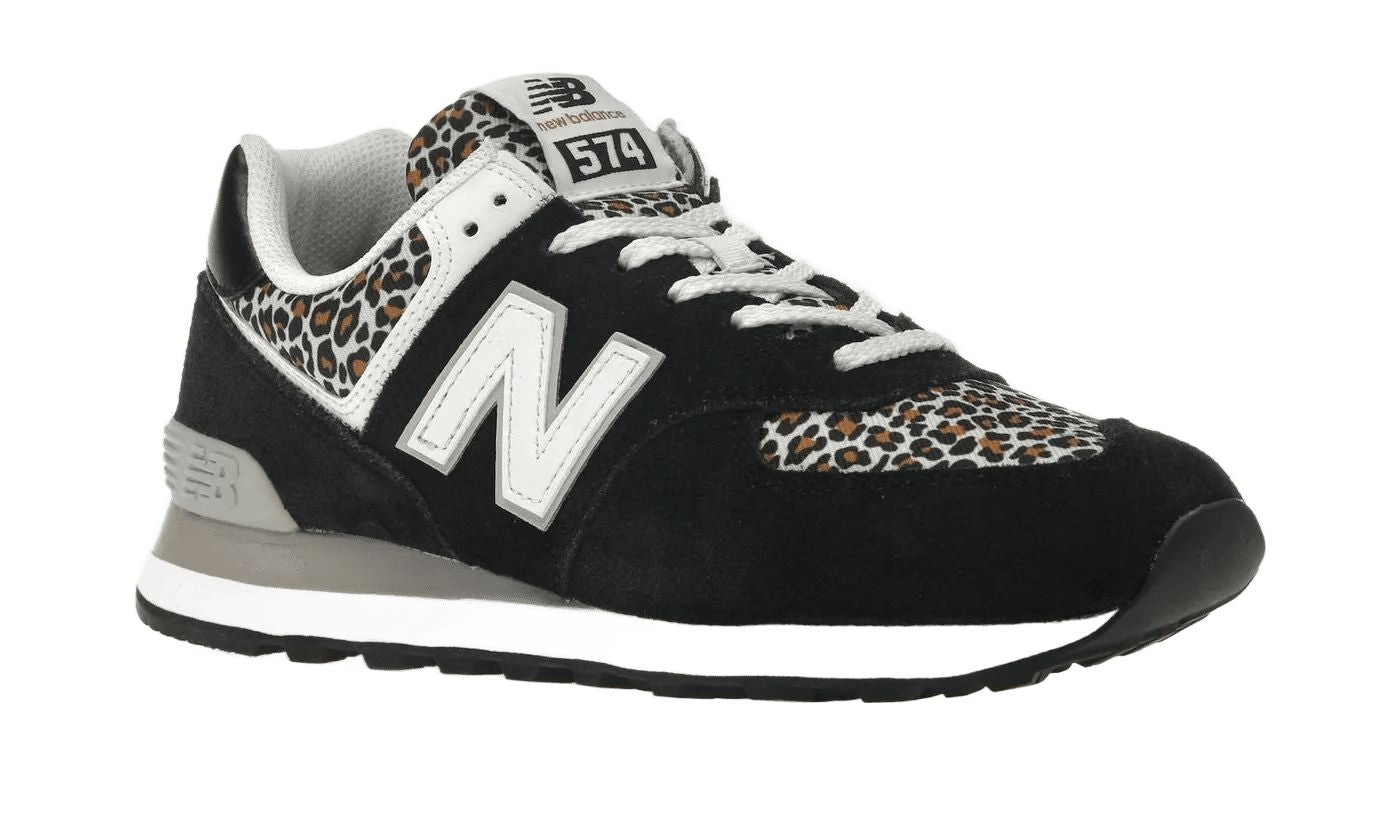 New Balance 574 Black Beige Leopard Print