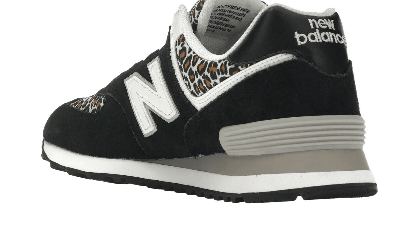 New Balance 574 Black Beige Leopard Print