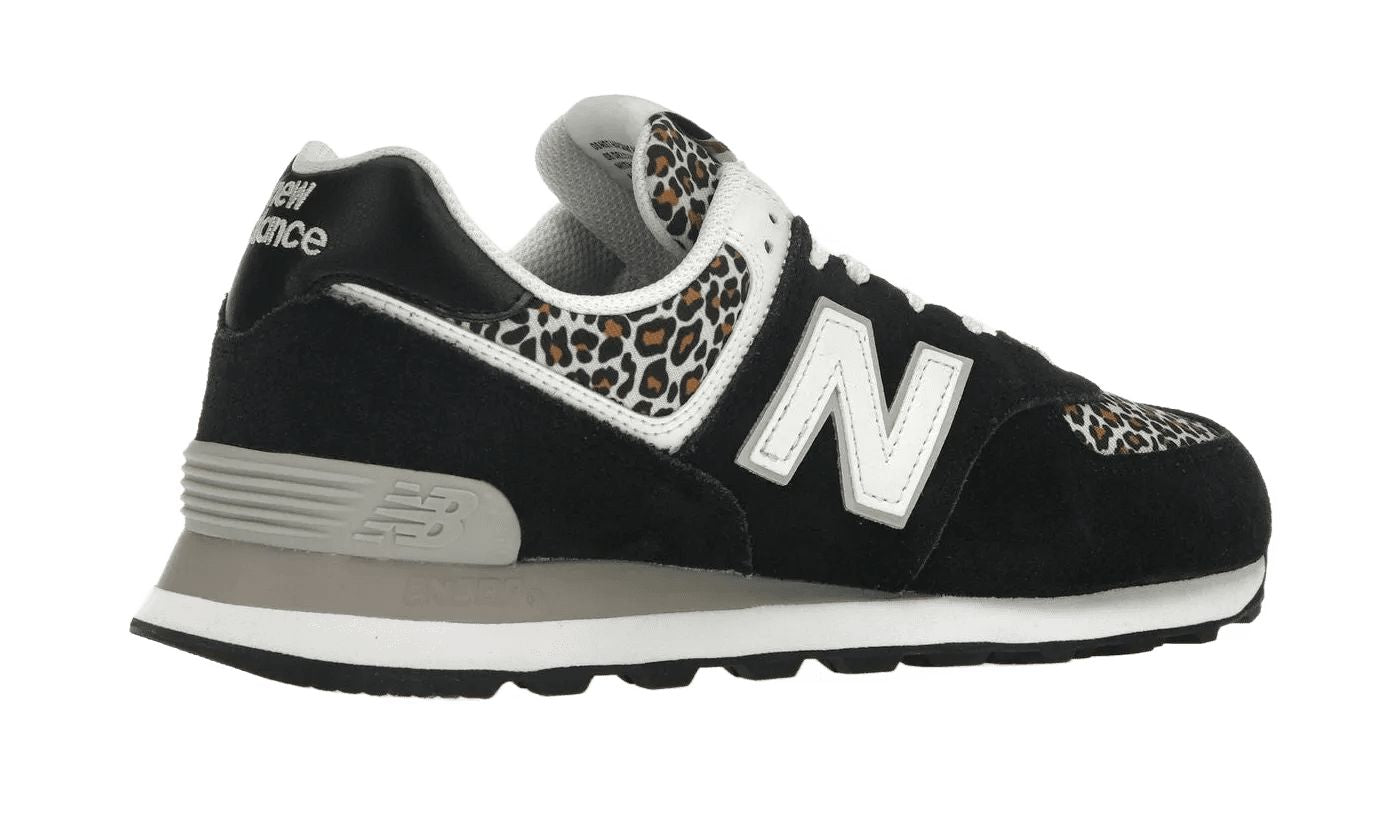 New Balance 574 Black Beige Leopard Print