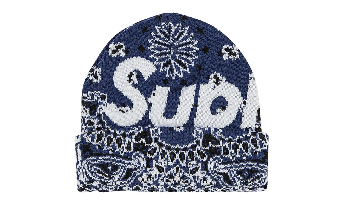 Supreme Bandana Big Logo Beanie Navy