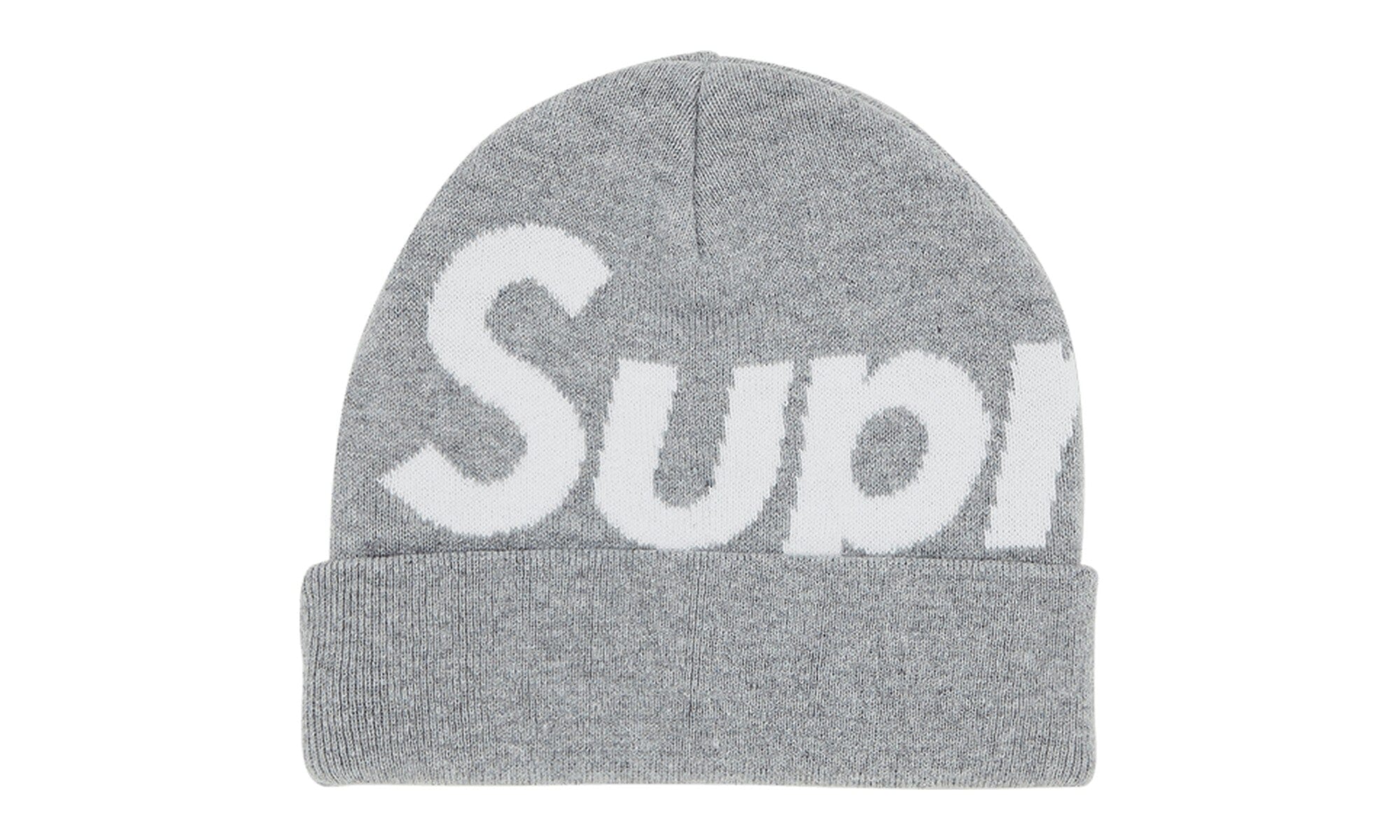 Supreme Big Logo Beanie Heather Grey
