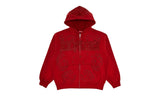 Supreme Leather Appliqué Zip Up Hooded Sweatshirt Burnt Red