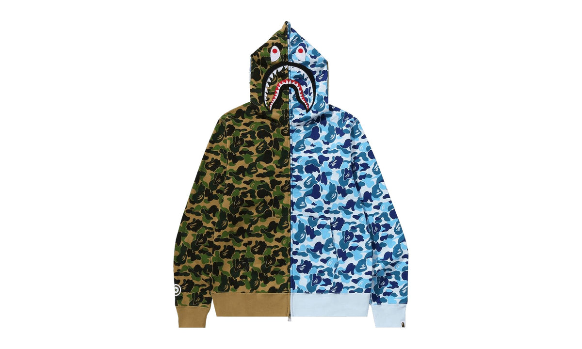 BAPE ABC Camo Crazy Shark Full Zip Hoodie Green/Blue