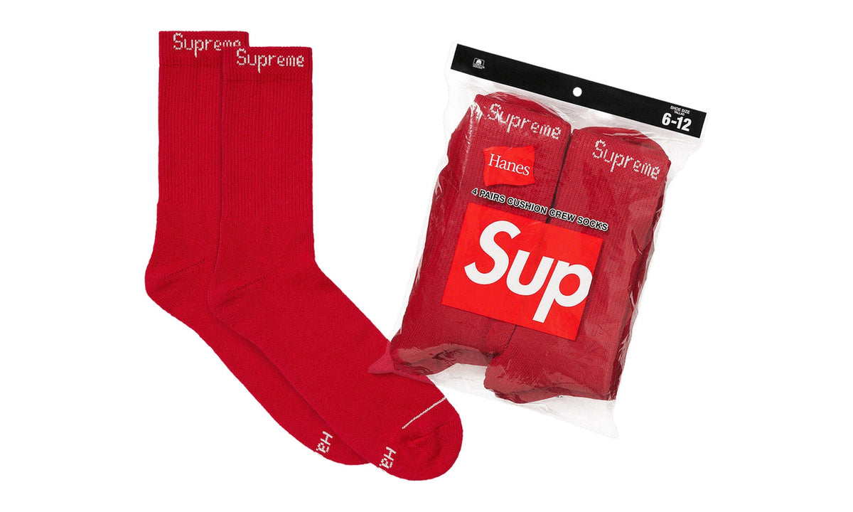 Supreme x Hanes Crew Socks (4 Pack) Red