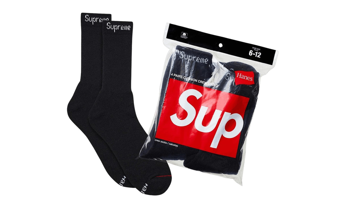Supreme x Hanes Crew Socks (4 Pack) Black
