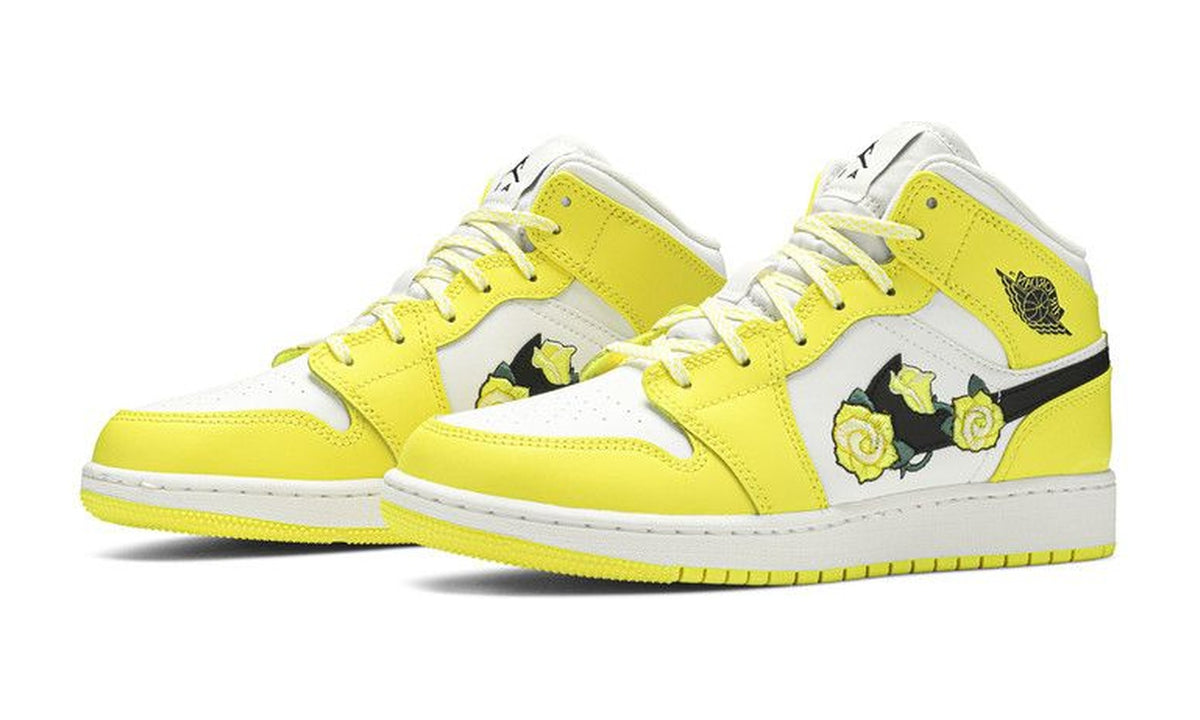 Air Jordan 1 Mid SE GS Rose Patch - Dynamic Yellow