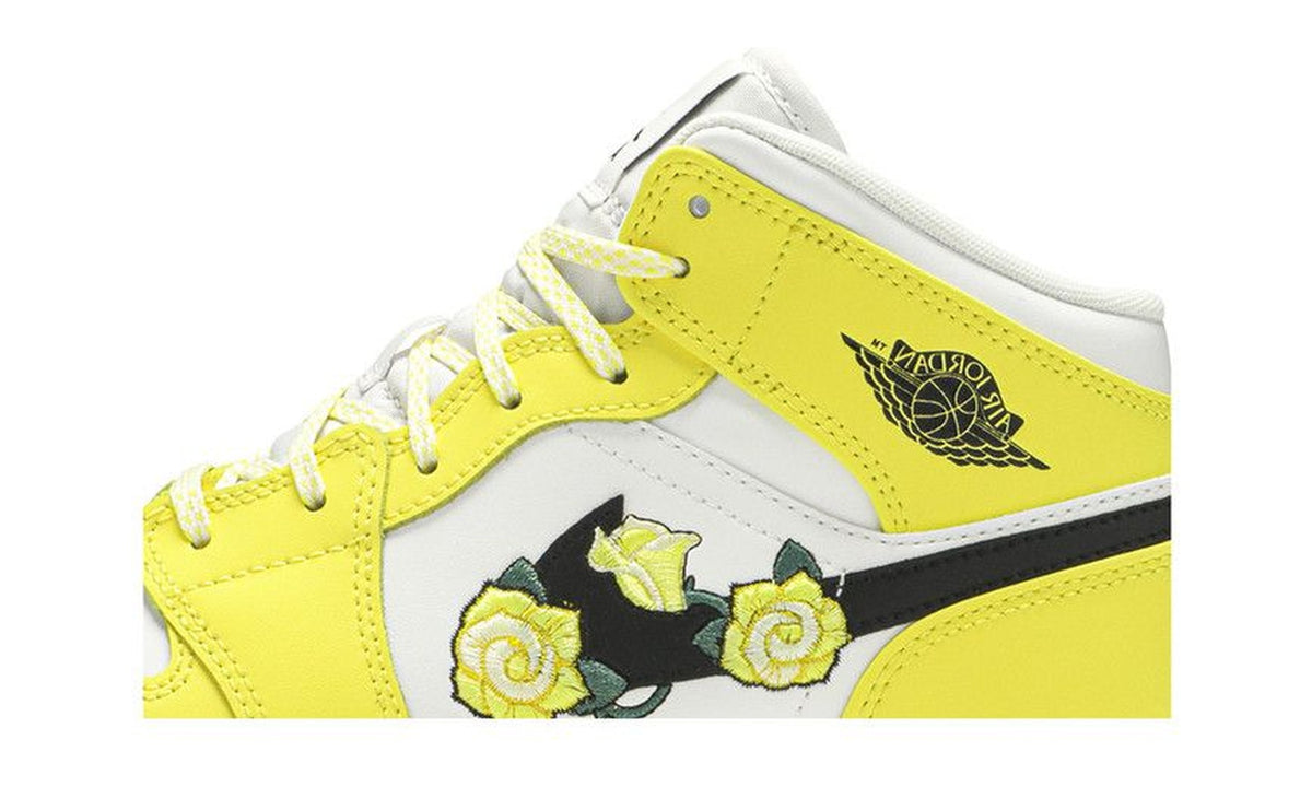 Air Jordan 1 Mid SE GS Rose Patch - Dynamic Yellow