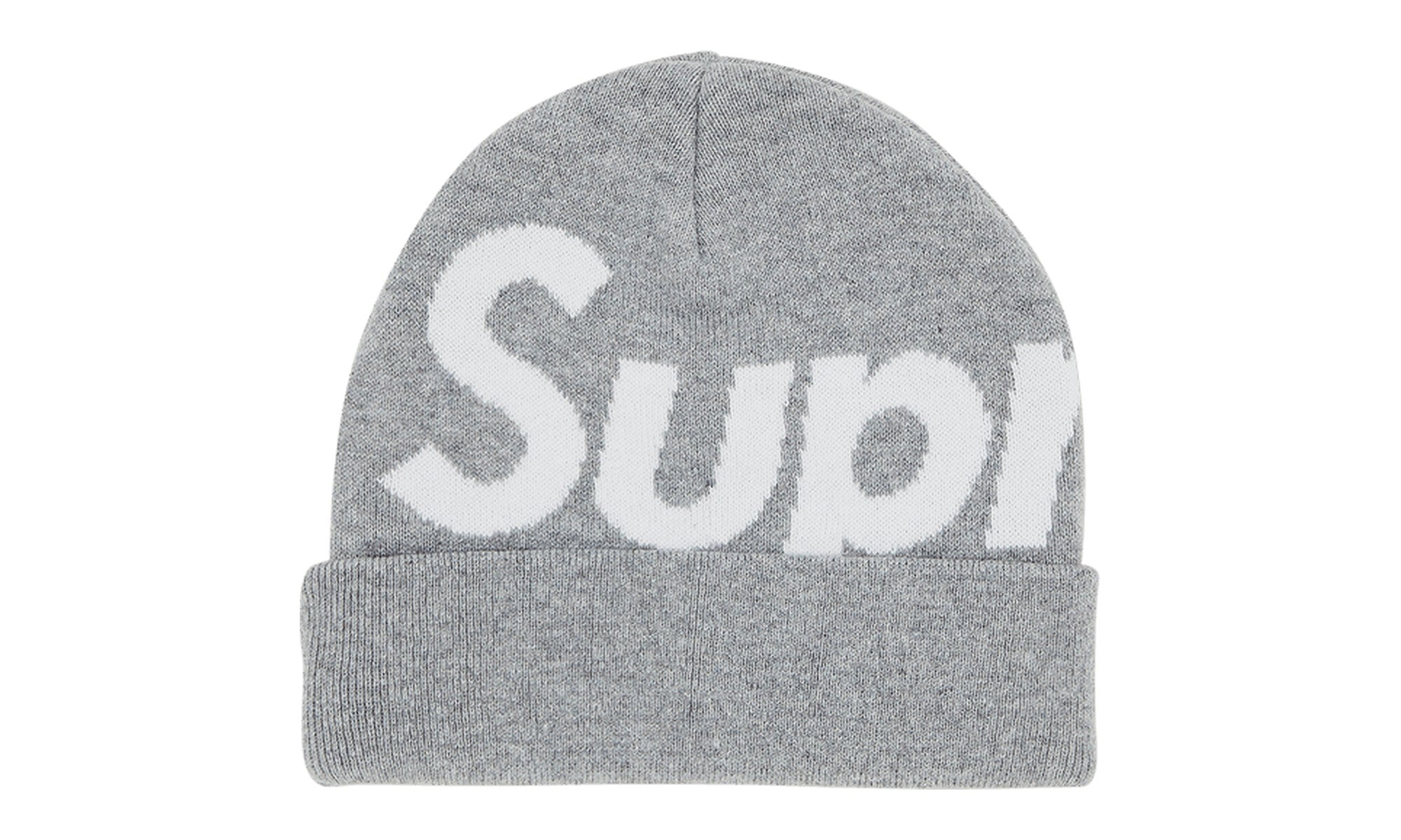 Supreme Big Logo Beanie Heather Grey