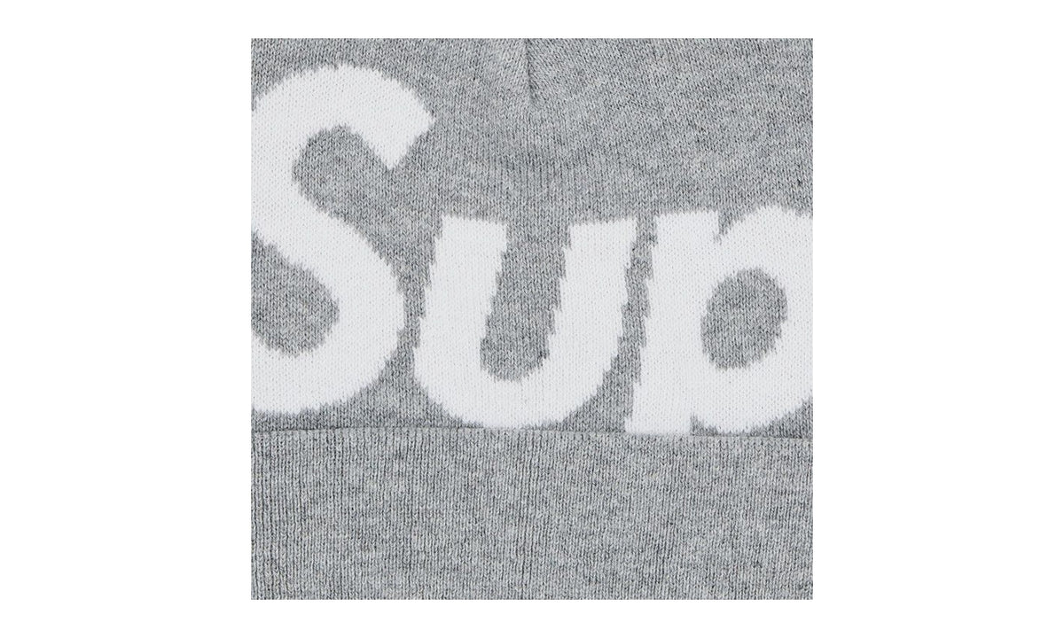 Supreme Big Logo Beanie Heather Grey