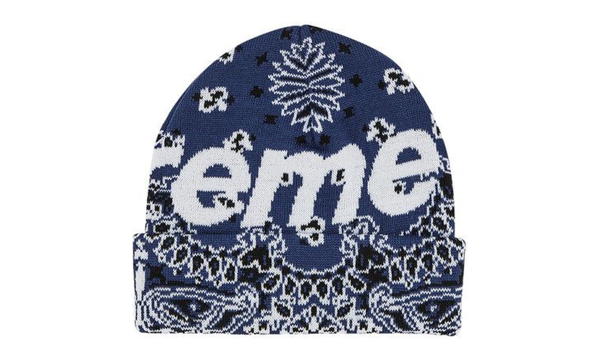Supreme Bandana Big Logo Beanie Navy