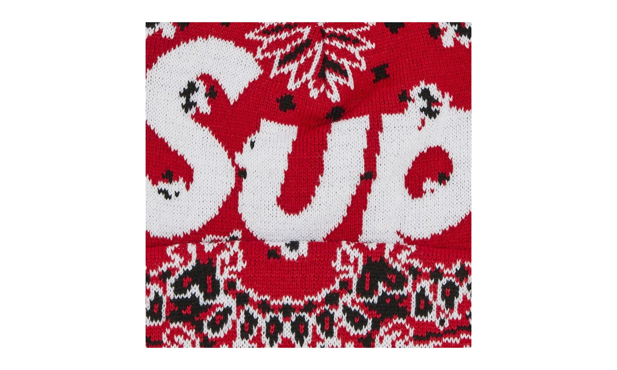 Supreme Bandana Big Logo Beanie Red