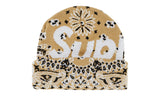 Supreme Bandana Big Logo Beanie Tan