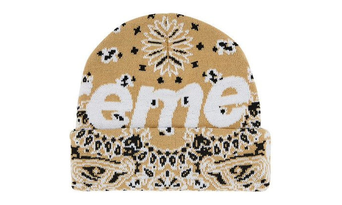 Supreme Bandana Big Logo Beanie Tan