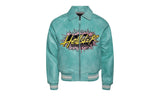 Hellstar Icon Leather Jacket Aqua Blue