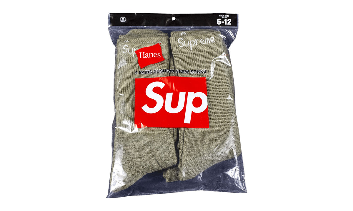 Supreme x Hanes Crew Socks (4 Pack) Olive