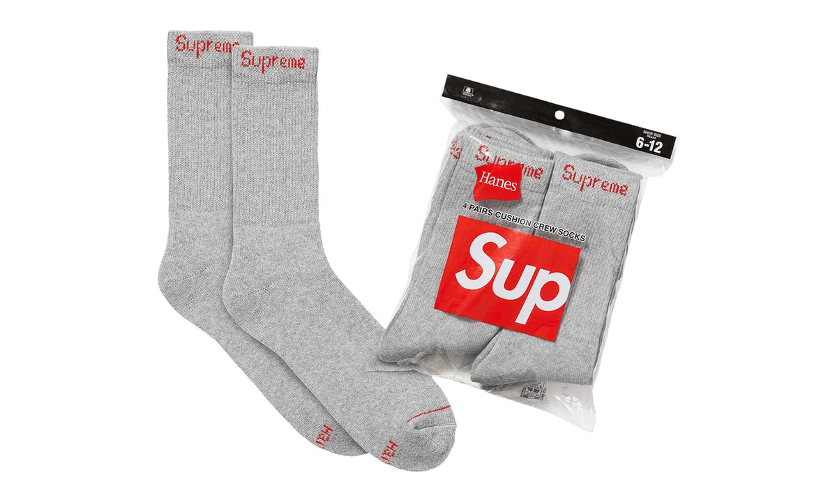 Supreme x Hanes Crew Socks (4 Pack) Heather Grey