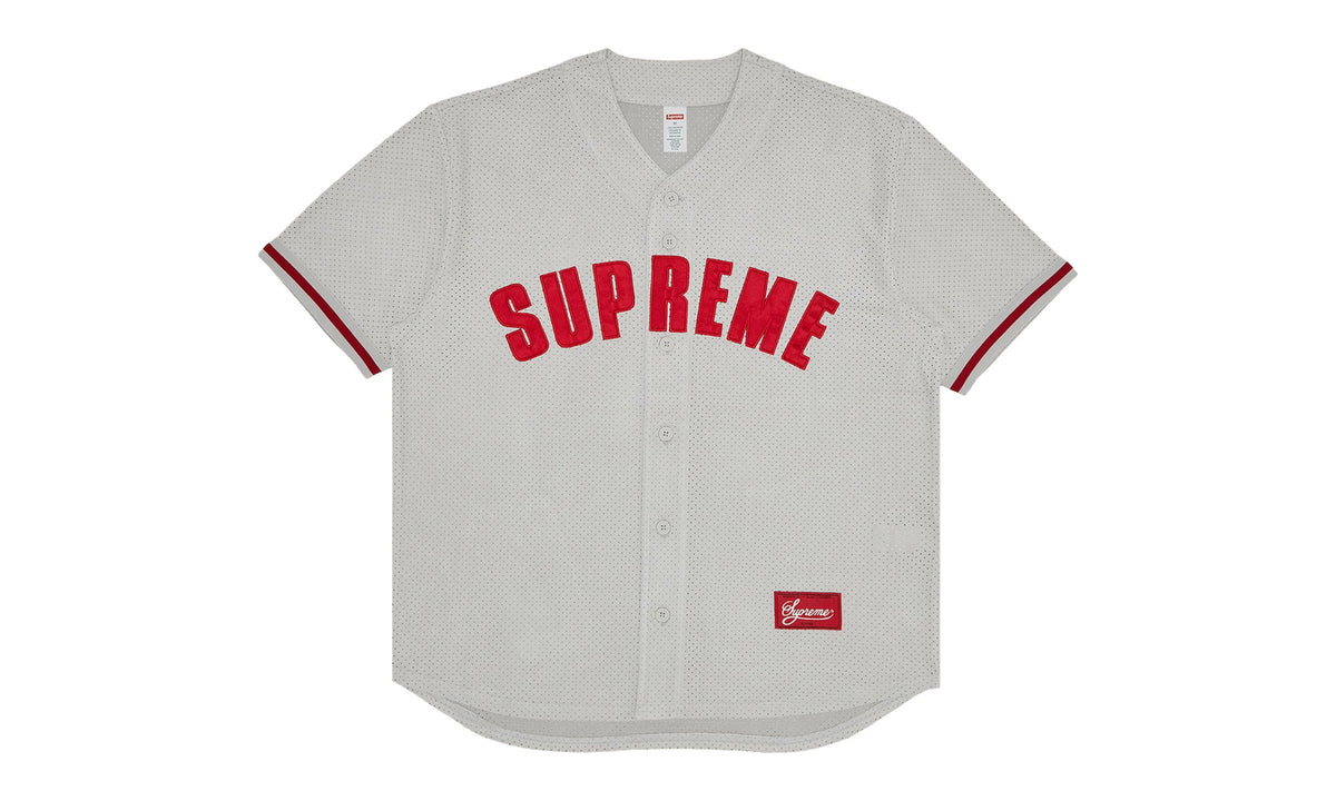 Supreme Ultrasuede Mesh Baseball Jersey Grey