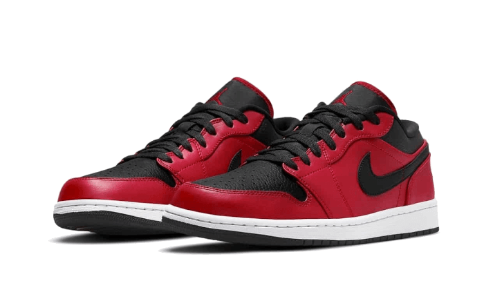 Air Jordan 1 Low Reverse Bred Pebbled Swoosh - 553558-605