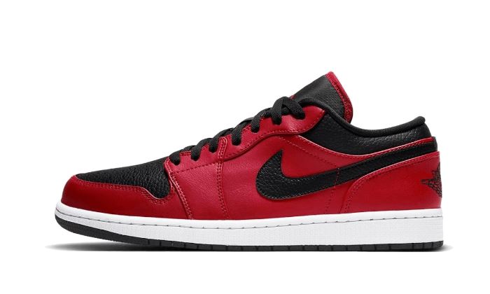 Air Jordan 1 Low Reverse Bred Pebbled Swoosh - 553558-605