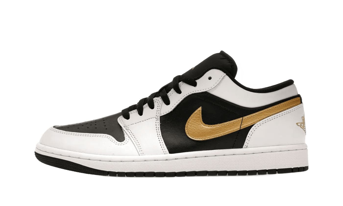 Air Jordan 1 Low White Black Metallic Gold Swoosh