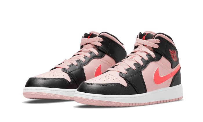 Air Jordan 1 Mid Black Pink Crimson - 554725-604