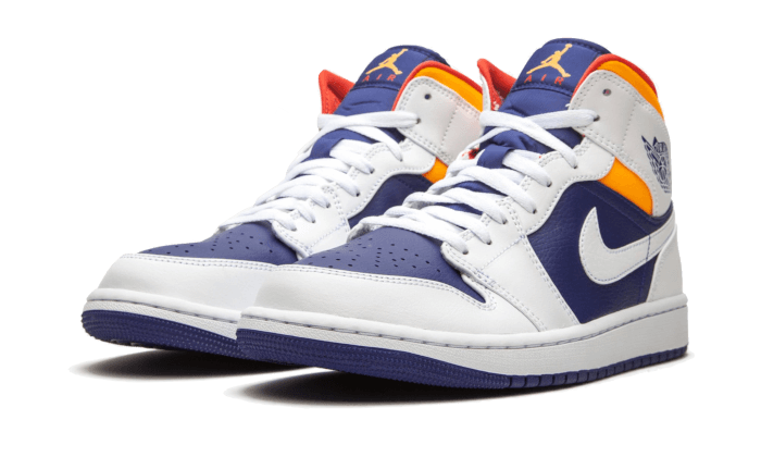 Air Jordan 1 Mid White Laser Orange Deep Royal Blue - 554725-131