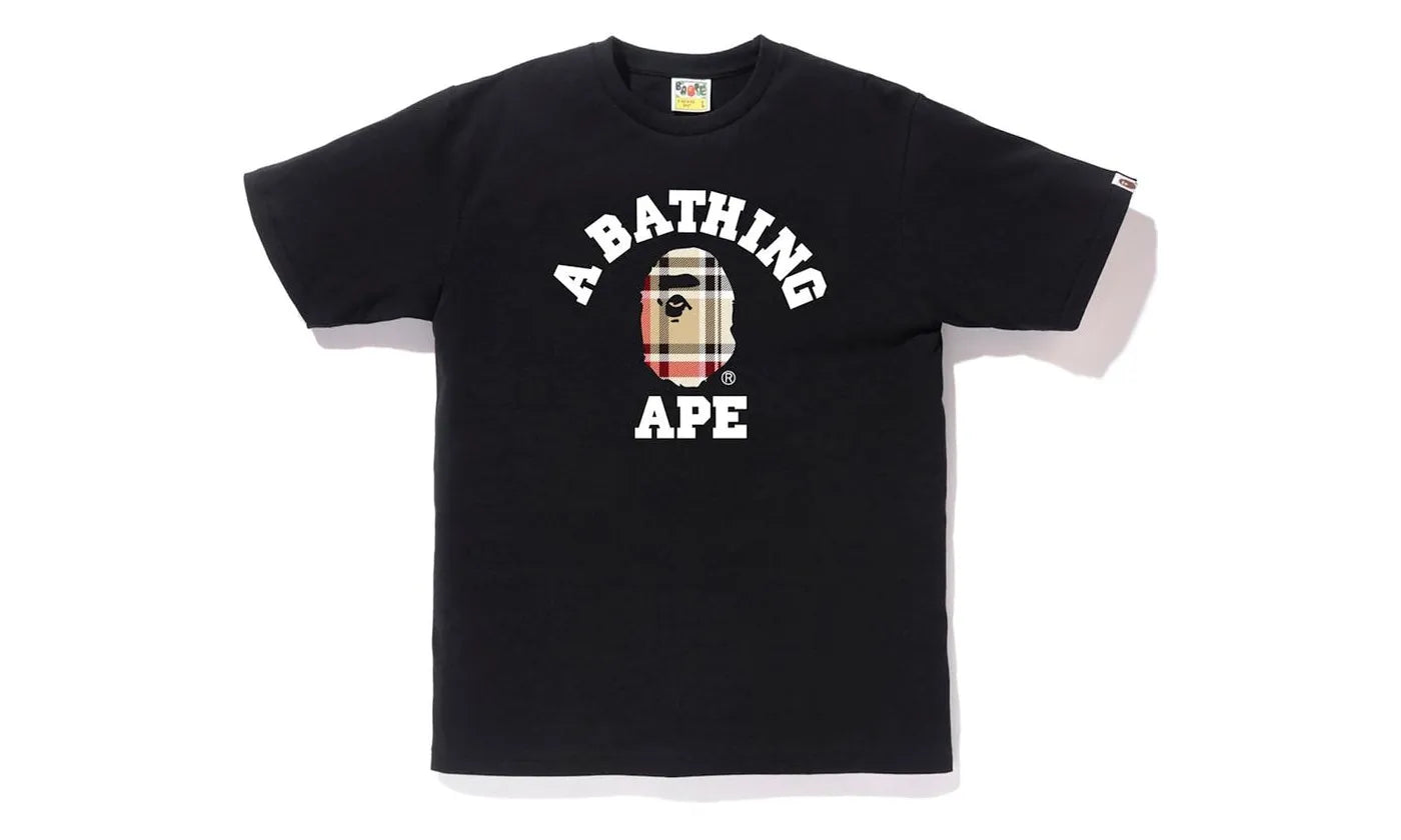 BAPE Check College Tee Black/Beige - BAPE-BACCTBXX-MULTI