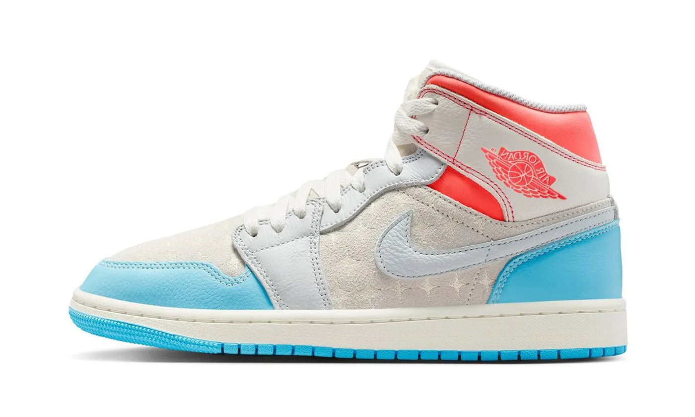 Air Jordan 1 Mid Sail Hot Lava Blue Chill - IM7420-133