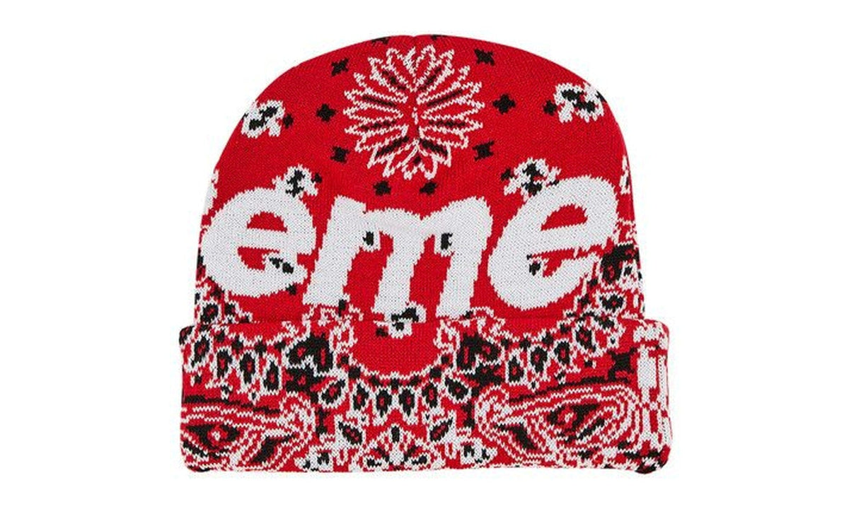 Supreme Bandana Big Logo Beanie Red